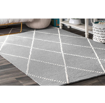 7'6" x 9'6" Feet Light Grey Ivory Hand-tufted Wool Rug