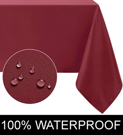 Burgundy PEVA Vinyl Tablecloth With Flannel Back Table Cover