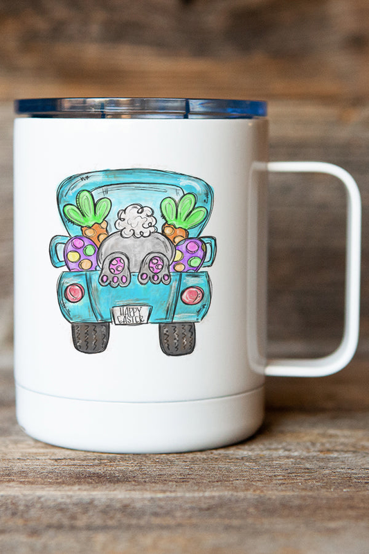 Happy Easter Bunny Butt Truck Stainless Steel Coffee Travel Cup