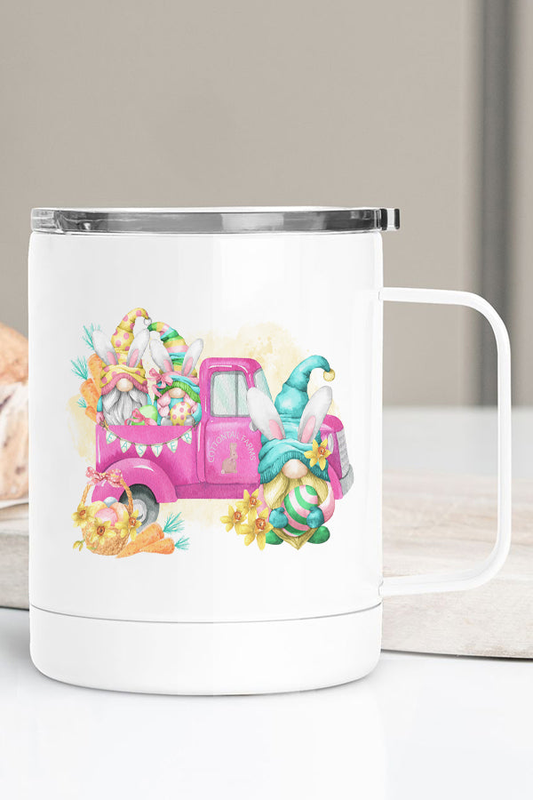 Easter Pink Gnome Truck Stainless Steel Coffee Travel Cup