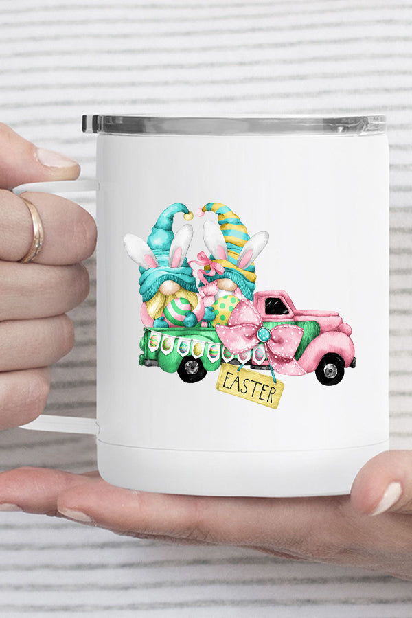 Easter Pink Green Gnome Truck Stainless Steel Coffee Travel Cup