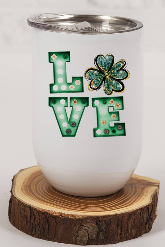 St Patricks Day Wine Cup Love Clover Stack Irish Gift