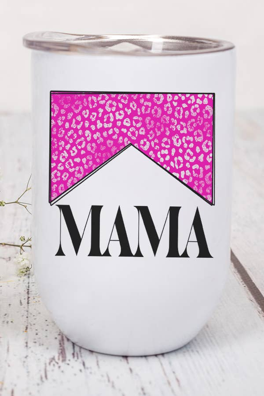 Mother's Day Wine Cup Mama Pink Leopard Block Mom Gift