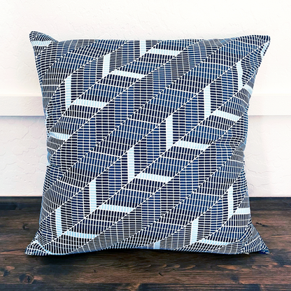 Cabana Mod Geometric Teal & Navy Herringbone Throw Pillow