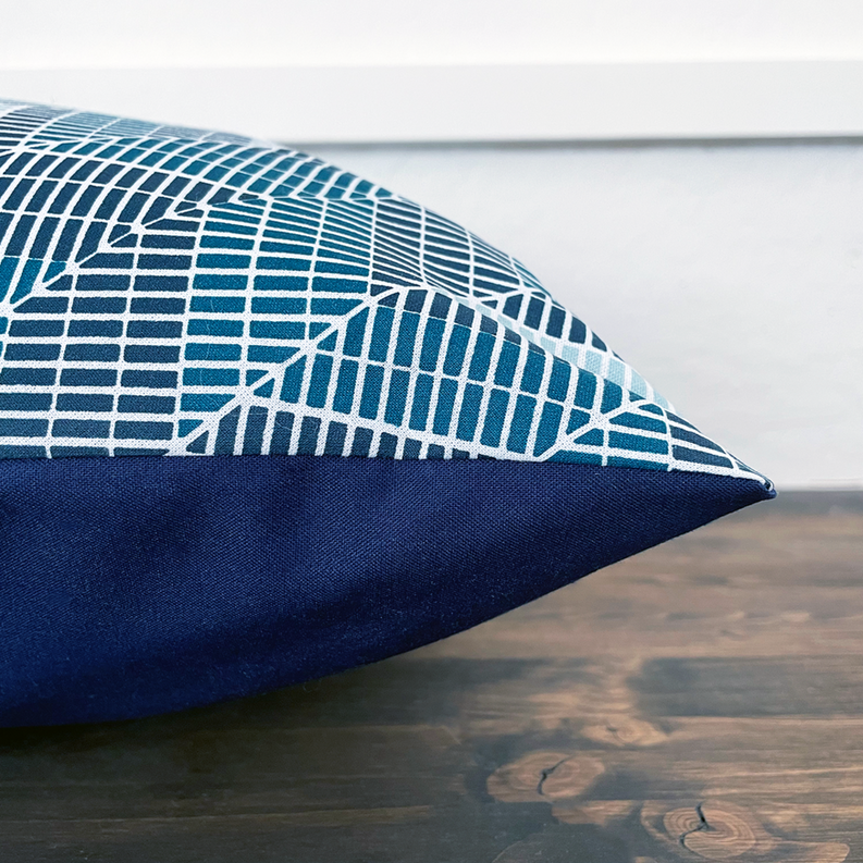 Cabana Mod Geometric Teal & Navy Herringbone Throw Pillow