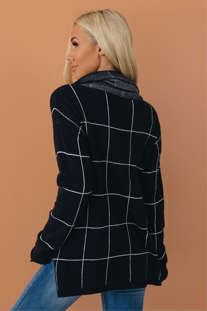 Sweet Talk Grid Turtleneck Sweater