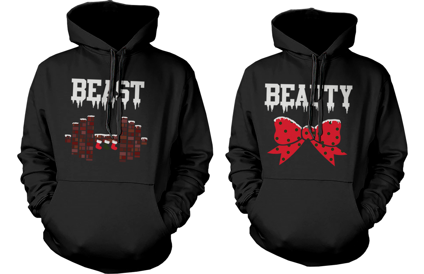 Beauty and Beast Winter Edition Matching Outfit Cute X-Mas Couple Hoodies