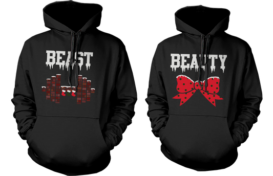 Beauty and Beast Winter Edition Matching Outfit Cute X-Mas Couple Hoodies