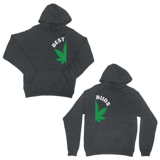 Best Buds Marijuana Dark Grey Matching Couple Hoodies For Newlyweds