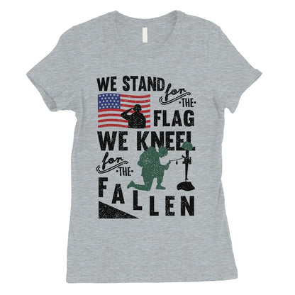 We Stand We Kneel Womens Veterans T-Shirt Cute 4th of July Outfits