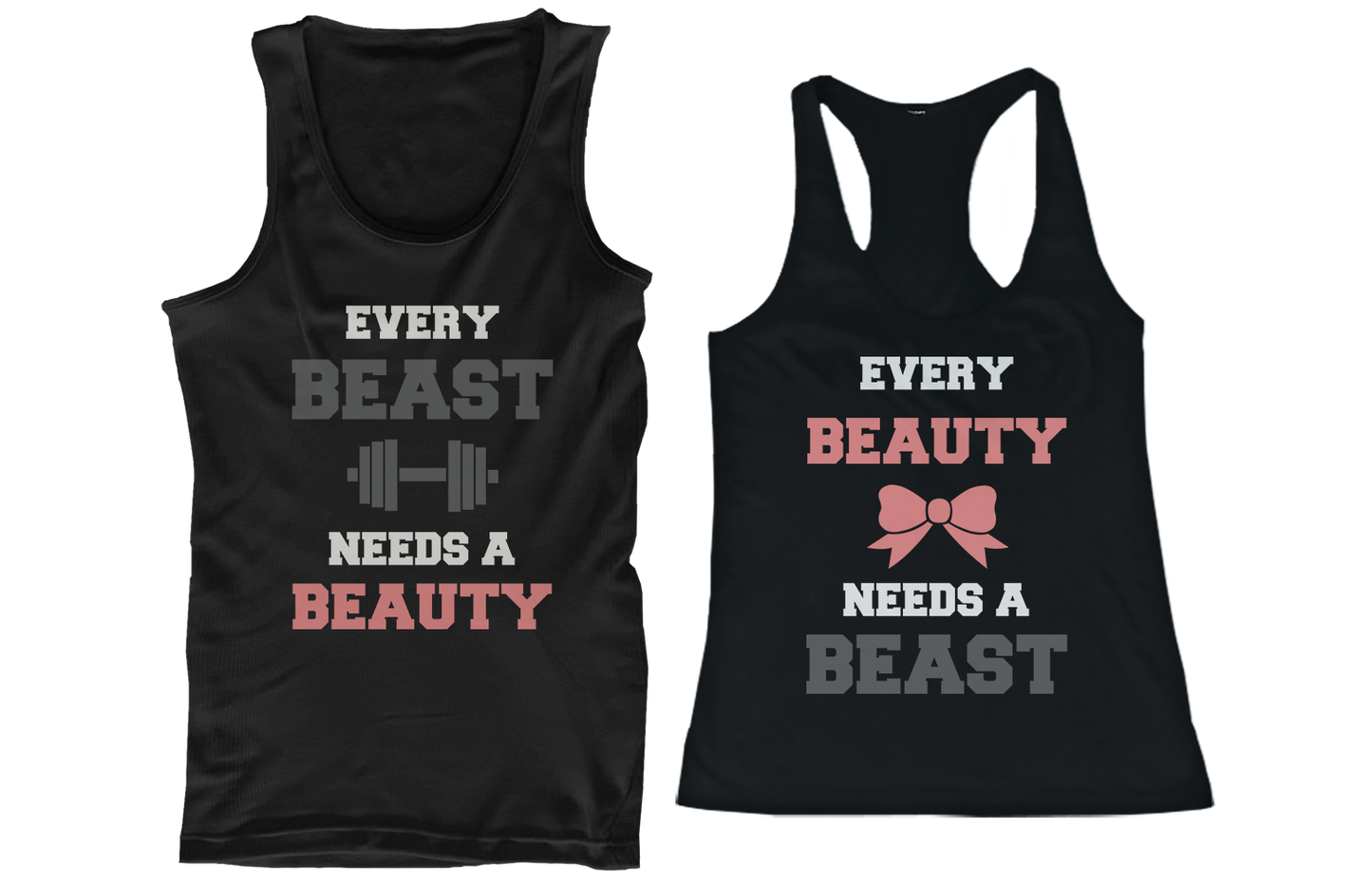 Beauty and Beast Need Each Other His and Her Matching Couple Tank Tops