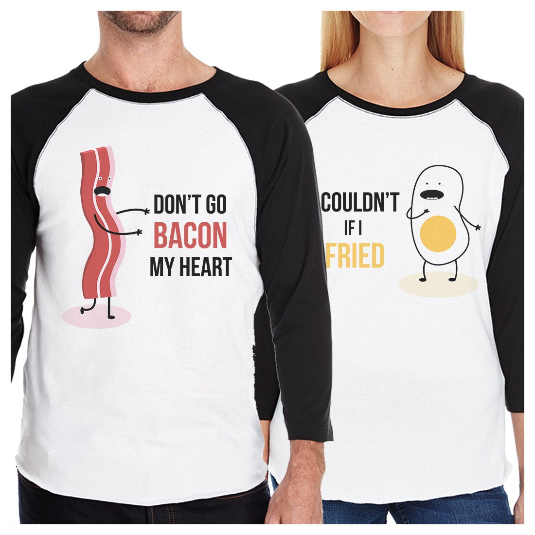 Bacon And Egg Matching Couples Baseball Shirts For Anniversary Gift