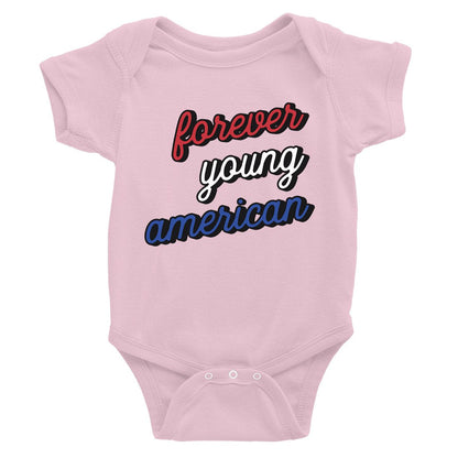 365 Printing Forever Young American Funny Baby Bodysuit Gift For Baby Shower