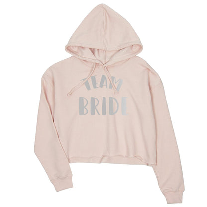 Bride Team Bride-SILVER Womens Crop Hoodie Caring Fun Bridal Shower