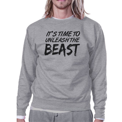 Unleash Beast Unisex Crewneck Sweatshirt Cute Workout Pullover Gift