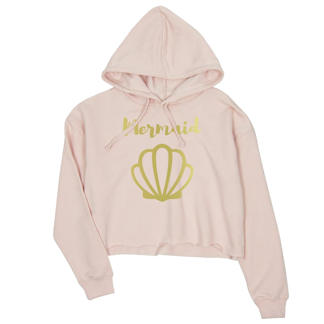 Bride Mermaid Seashell-GOLD Womens Crop Hoodie Exhilirating Perfect