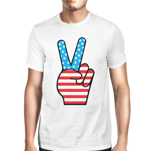 American Flag Unique Peace Sign Independence Day T Shirt For Men