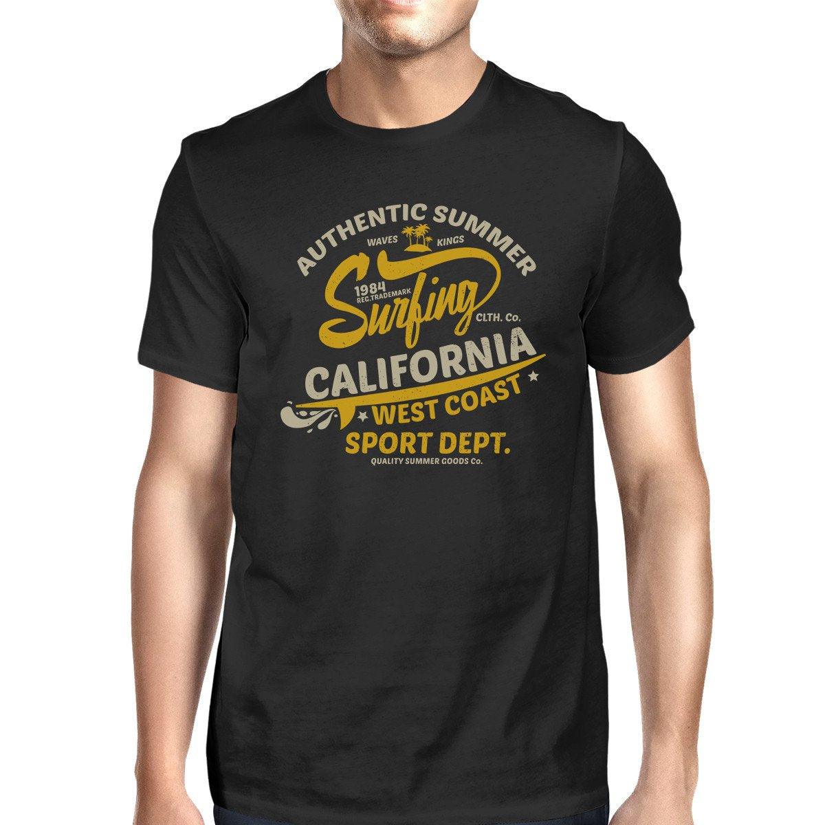 Authentic Summer Surfing California Mens Black Shirt