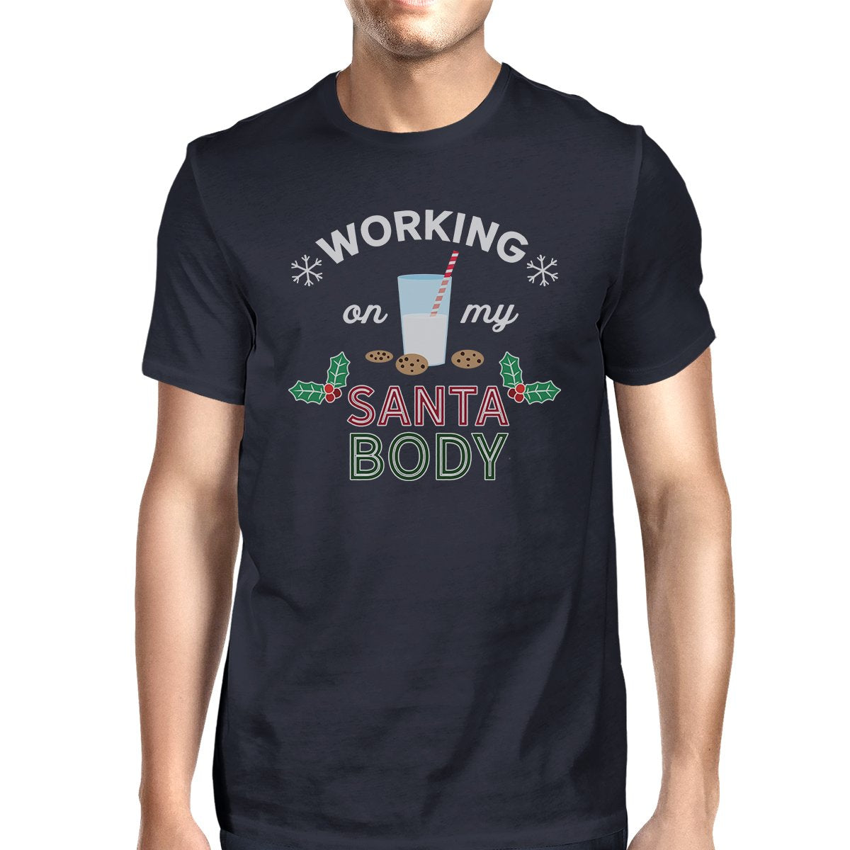 Working On My Santa Body Mens Navy Shirt