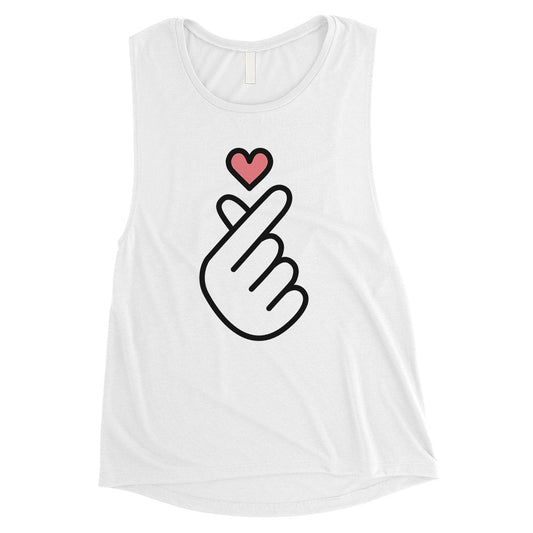 365 Printing Finger Heart Womens Cute Graphic Workout Tank Top Muscle Shirt Gift