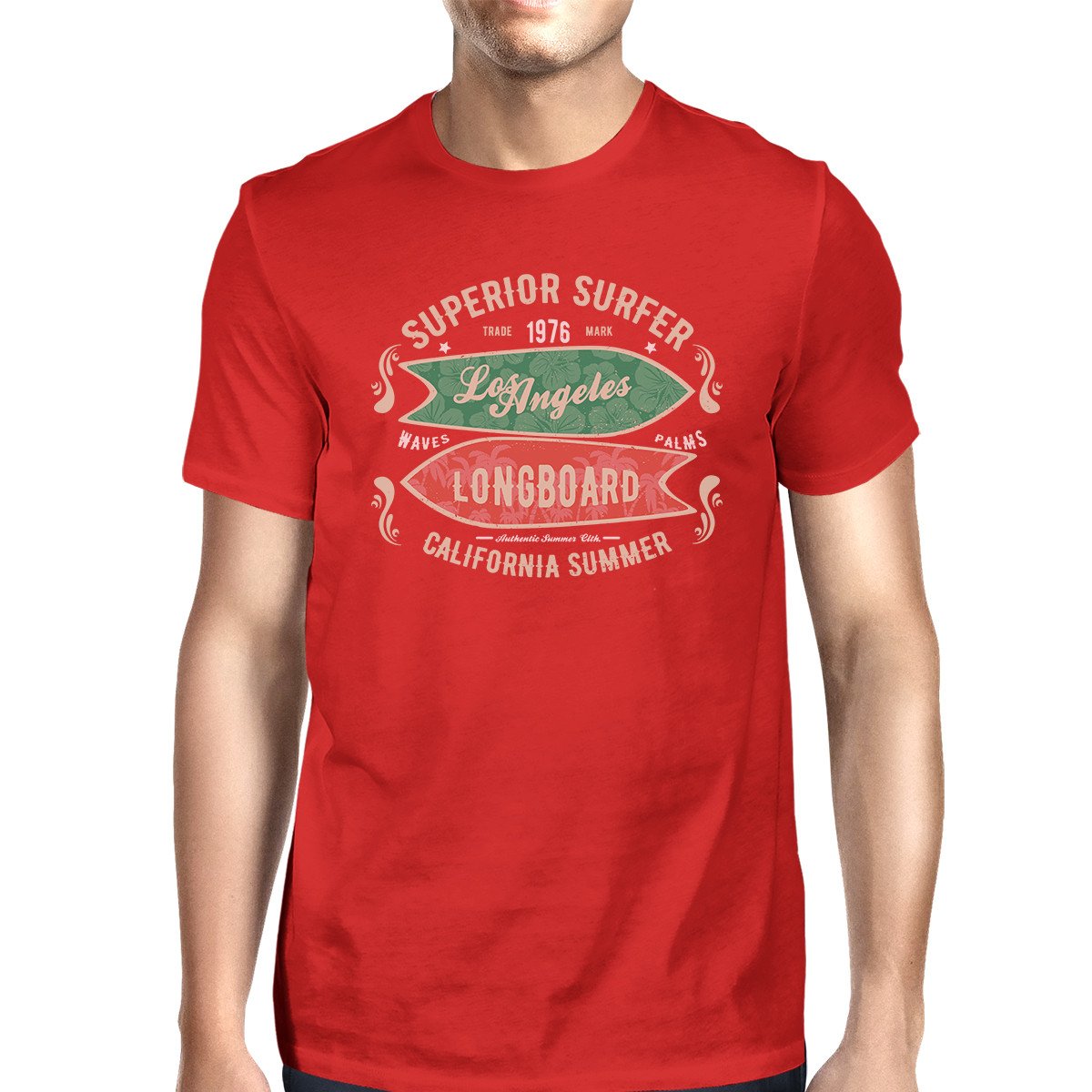 Superior Surfer Los Angeles Longboard Mens Red Shirt