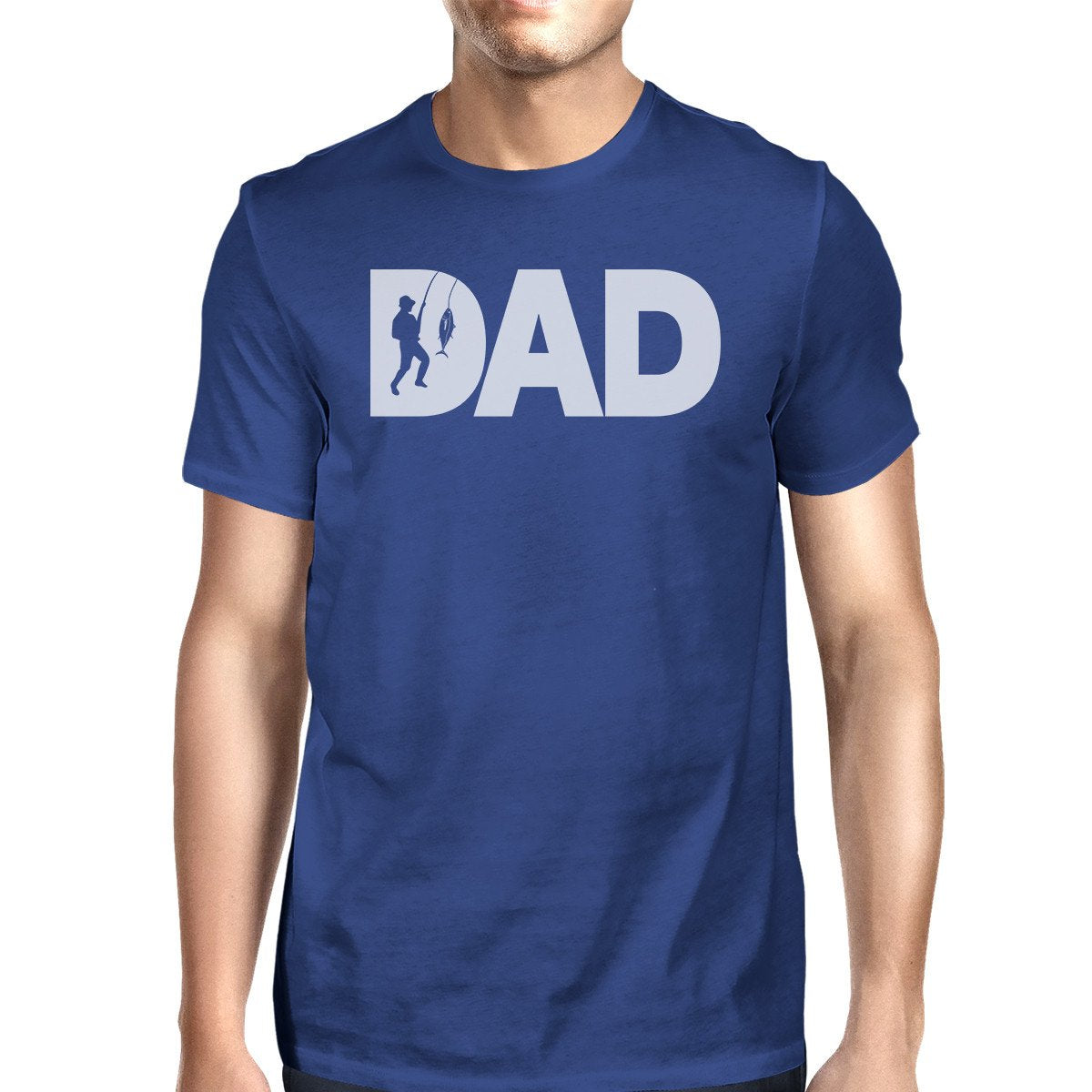 Dad Fish Mens Blue Summer Cotton Tee Funny Fishing Dad Design Top