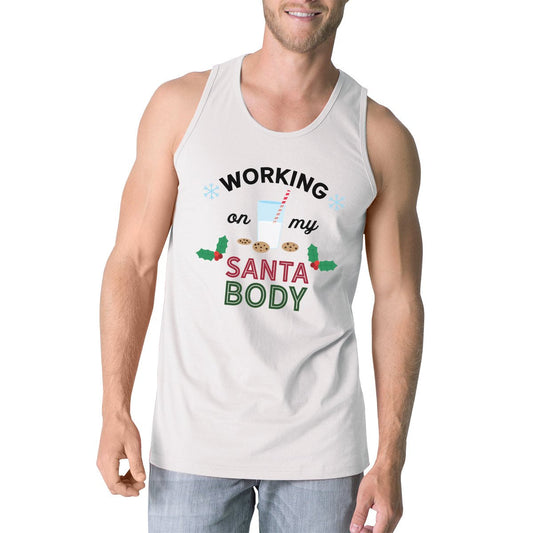 Working On My Santa Body Mens White Tank Top