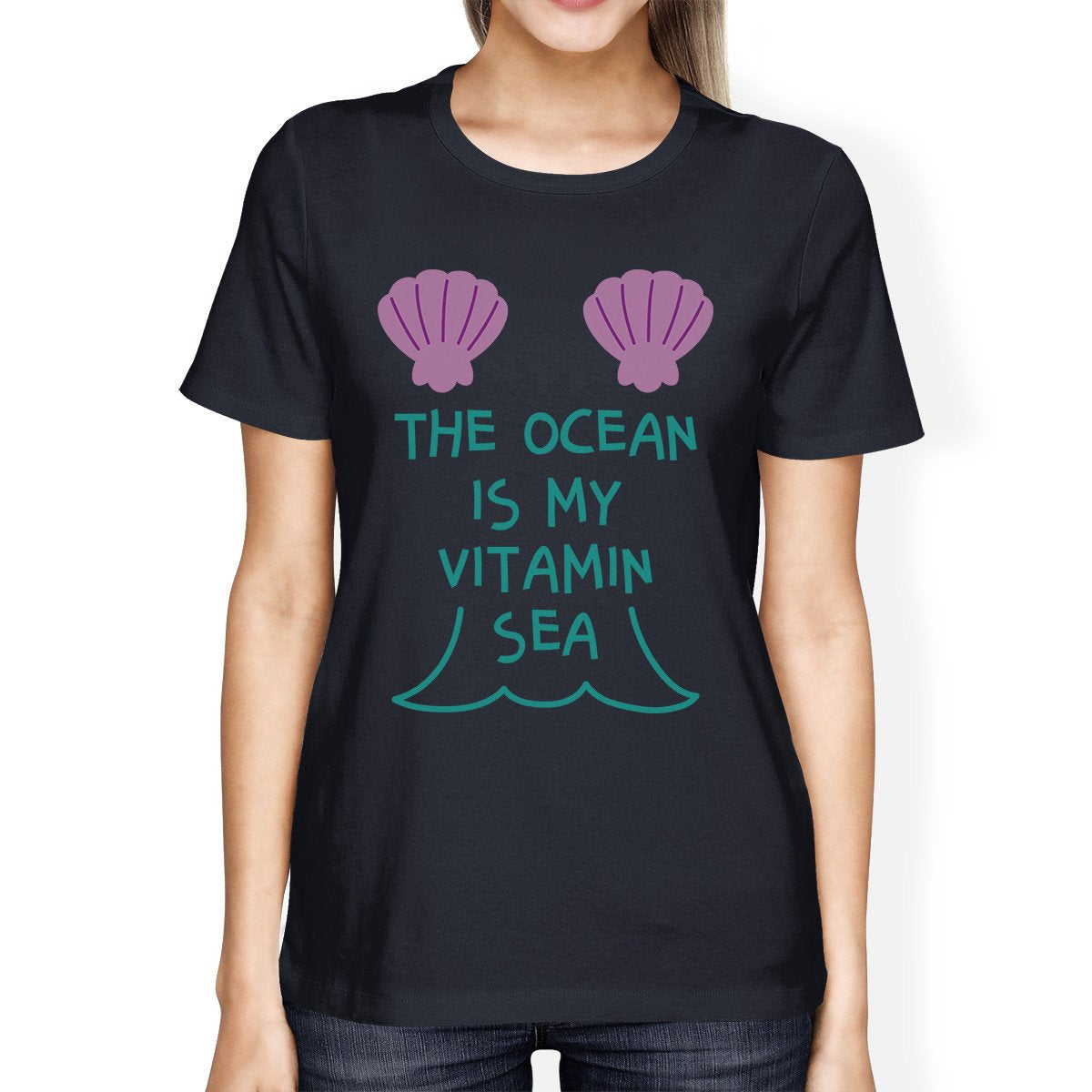 The Ocean Is My Vitamin Sea Womens Navy Tee For Ocean Lovers