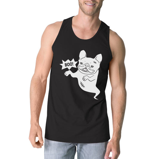 Boo French Bulldog Ghost Mens Black Tank Top