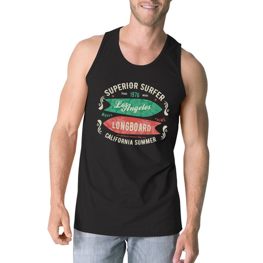 Superior Surfer Los Angeles Longboard Mens Black Tank Top