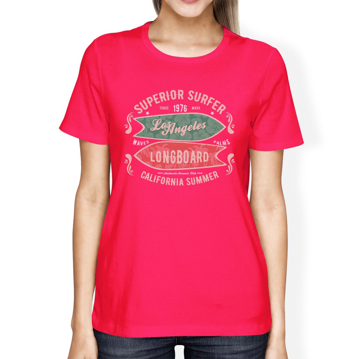 Superior Surfer Los Angeles Longboard Womens Hot Pink Shirt