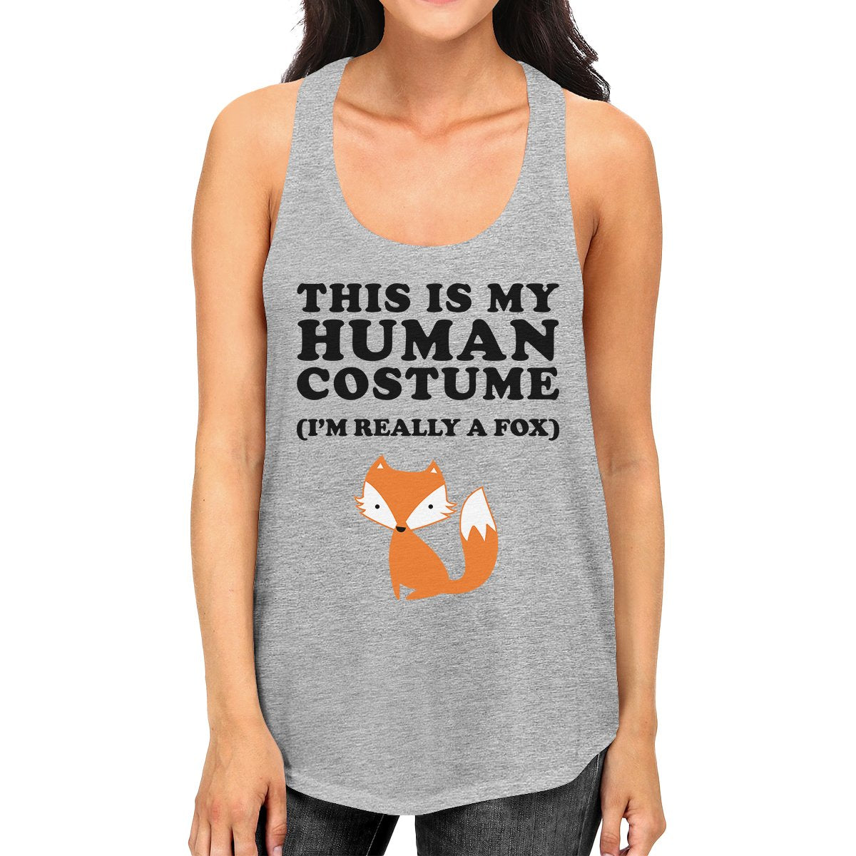 This Is My Human Costume Fox Womens Grey Tank Top