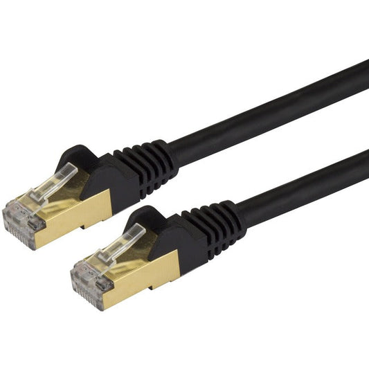 StarTech.com 20 ft Black Cat6a Shielded Patch Cable - Cat6a Ethernet Cable - 20ft Cat 6a STP Cable - Snagless RJ45 - Long Ethernet Cord