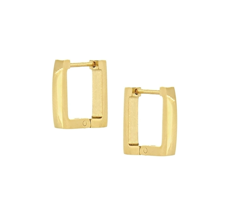 BRIE - GOLD SQUARE HUGGIE EARRINGS