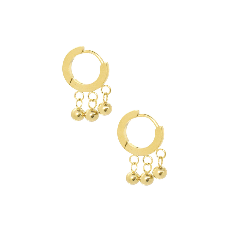 GIGI GOLD BEADED BALL DROP HUGGIE EARRINGS