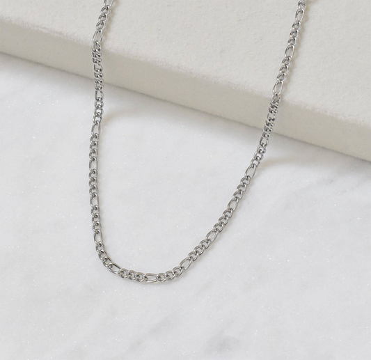 BOBBI SILVER FIGARO CHAIN NECKLACE