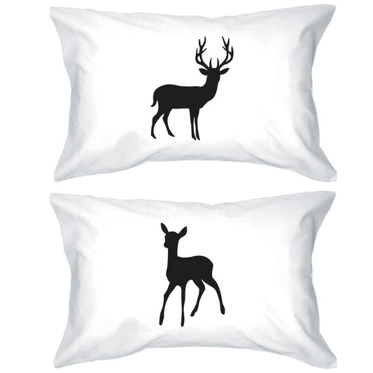 Buck and Doe Couple Pillowcases Deer Pillow Covers Gifts for Loved One