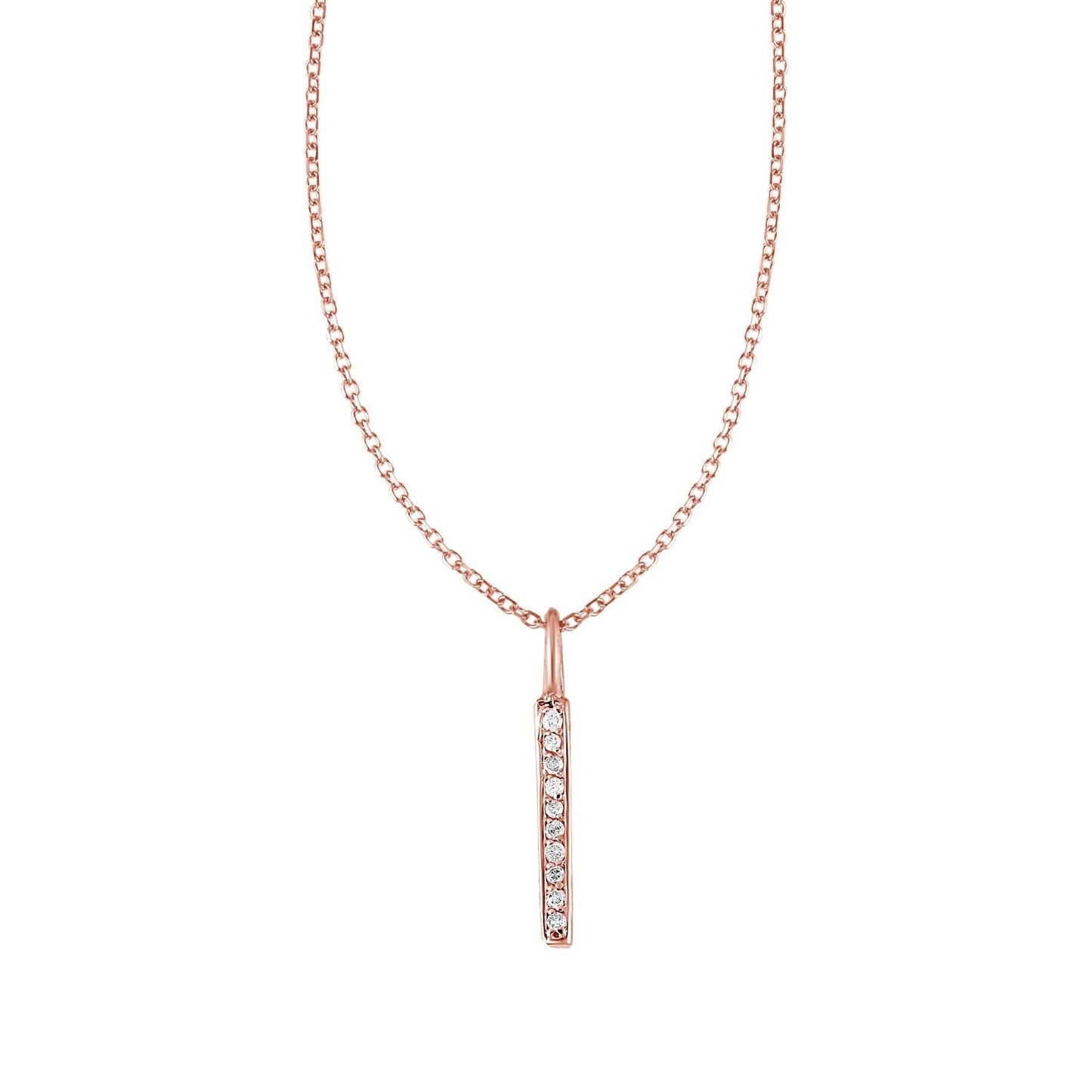 14k Rose Gold Bar Pendant with Diamonds