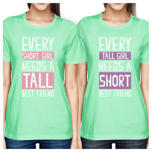 Tall Short Friend BFF Matching Shirts Womens Mint Teen Girls Gifts