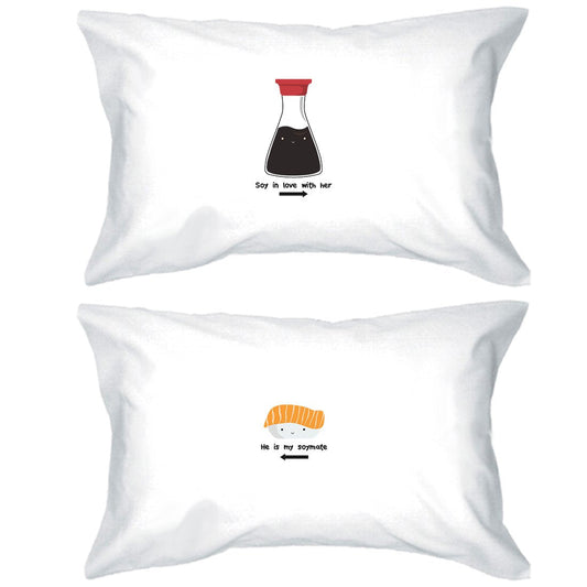 Sushi & Soy Sauce Matching Pillow Covers Funny Anniversary Gifts