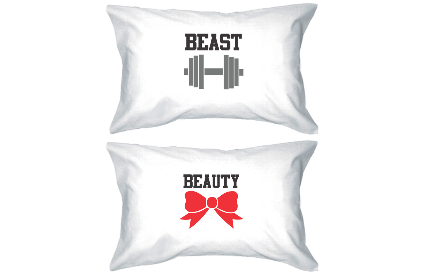 Beauty and Beast 300-Thread-Count Standard Size 21 x 30 Couple Pillowcases