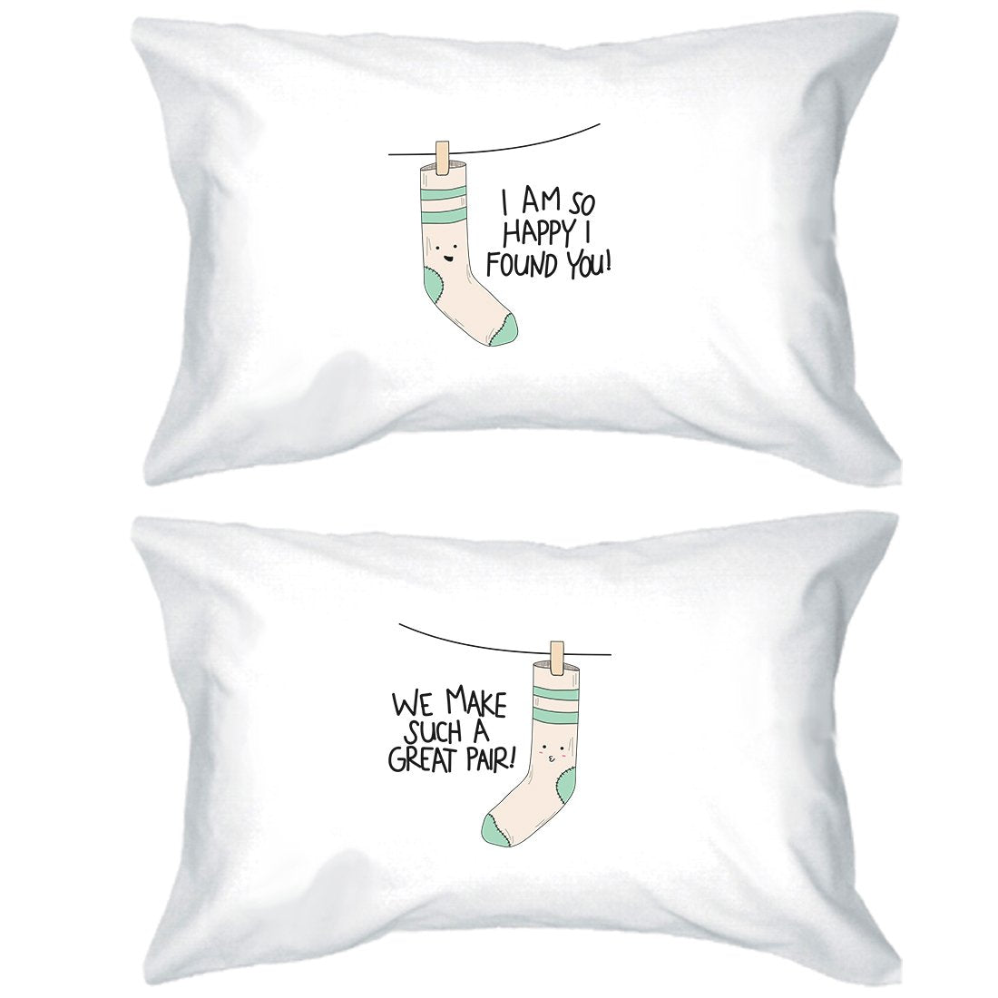 Socks Great Pair Cute Matching Pillow Covers Funny Couples Gifts