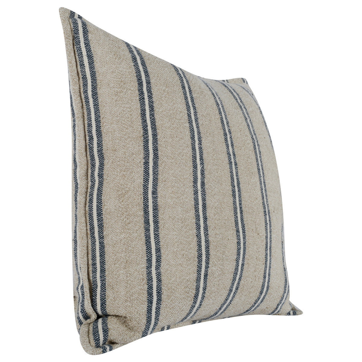 20" X 20" Blue Linen Striped Zippered Pillow