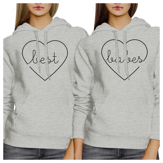 Best Babes BFF Matching Grey Hoodies