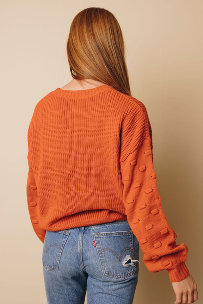 Bubble Sleeve Cropped Knit Sweater