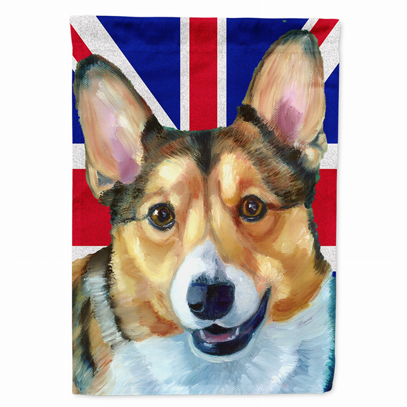 Dog with English Union Jack British Flag Garden Size Flag