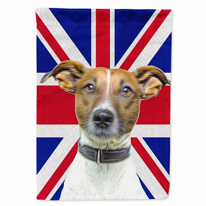 Dog with English Union Jack British Flag Garden Size Flag