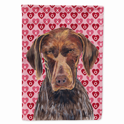 Hearts Love and Valentine's Day Dog Portrait Flag Garden Size