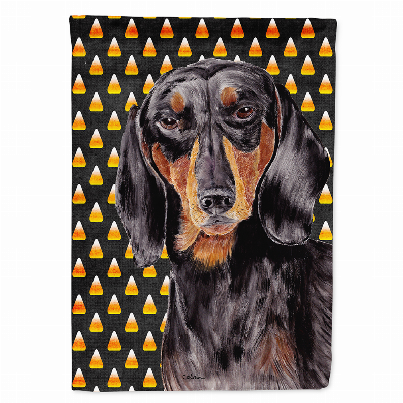 Candy Corn Halloween Dog Portrait Flag Garden Size