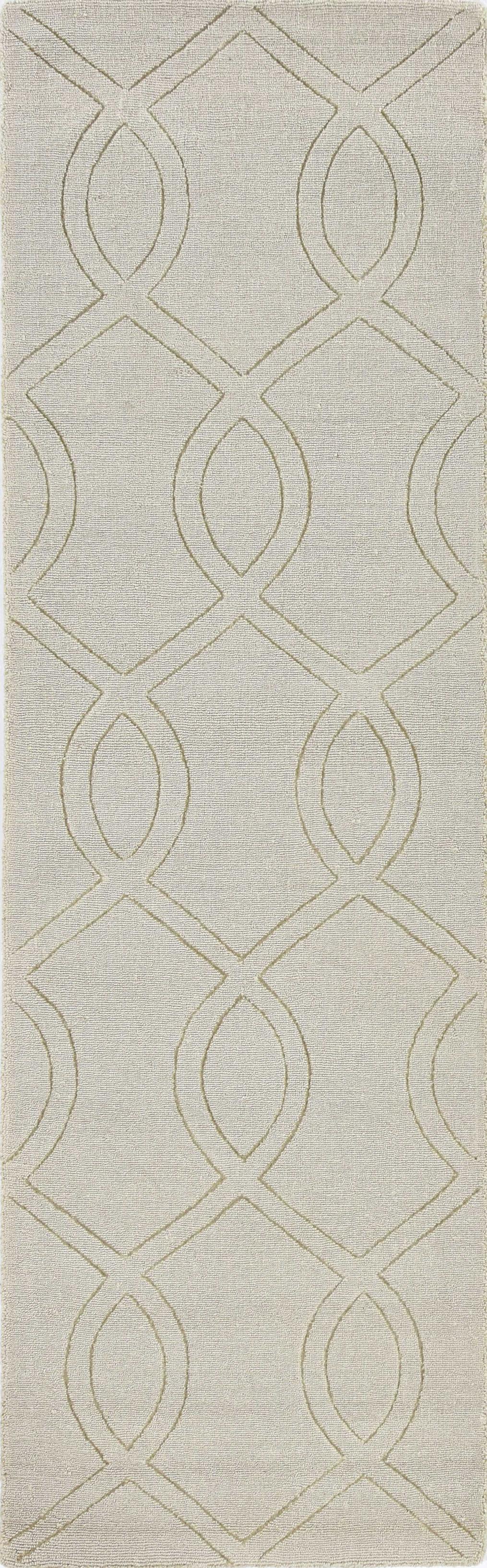 8' Ivory Wool Quatrefoil Hand Tufted Runner Rug